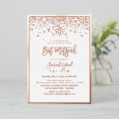 PixDezines Rose Gold Bat Mitzvah DIY Hintergrund Folieneinladung (Stehend vorne)