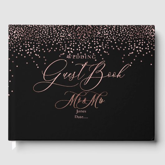 PixDezines ROSE GOLD CONFETTI+DIY HINTERGRUND Gästebuch (Vorderseite)