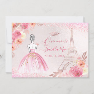 PixDezines Rose Gold Eiffelturm Quinceanera Einladung
