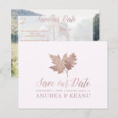 PixDezines Rose Gold Fall Foliage/Rett Ankündigungspostkarte (Vorne/Hinten)