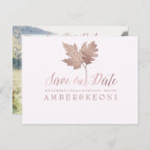 PixDezines Rose Gold Fall Foliage/Rett Ankündigungspostkarte (Vorne/Hinten)