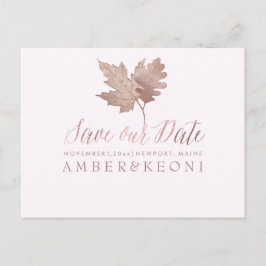 PixDezines Rose Gold Fall Foliage/Rett Ankündigungspostkarte