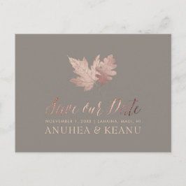 PixDezines Rose Gold Fall Foliage/Rett Ankündigungspostkarte