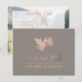 PixDezines Rose Gold Fall Foliage/Rett Ankündigungspostkarte (Vorne/Hinten)