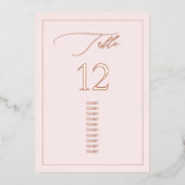 PixDezines Rose Gold Foil Luxe Calligraphy Table# Folieneinladung (Vorderseite)