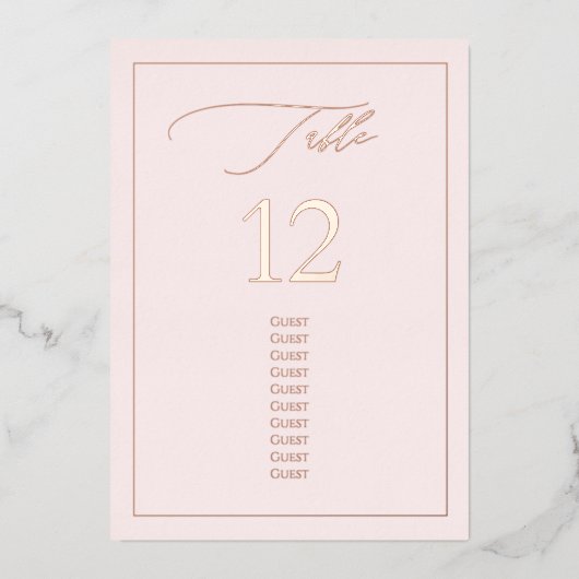 PixDezines Rose Gold Foil Luxe Calligraphy Table# Folieneinladung (Vorderseite)