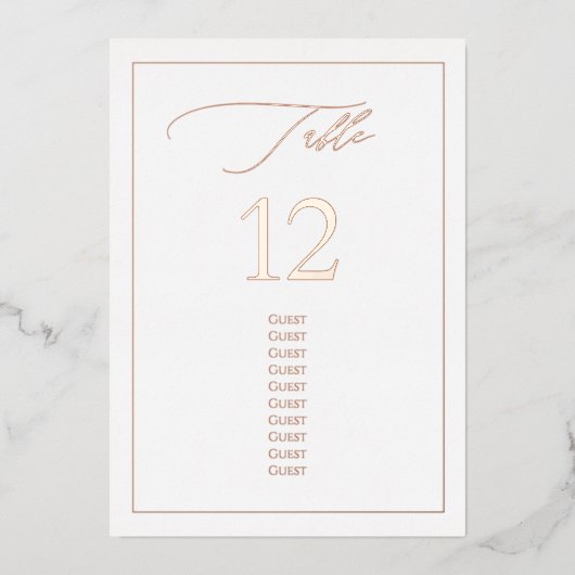 PixDezines Rose Gold Foil Luxe Calligraphy Table# Folieneinladung (Vorderseite)