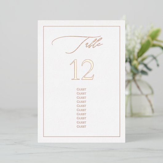 PixDezines Rose Gold Foil Luxe Calligraphy Table# Folieneinladung (Stehend vorne)
