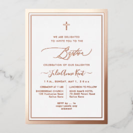 PixDezines Rose Gold Foil Taufe Folieneinladung