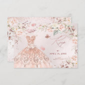 PixDezines Rose Gold Glitzer Gown Sweet 16 UAWG Einladung (Vorne/Hinten)