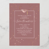 PixDezines Rose Gold Graduation Party Real Folieneinladung (Rückseite)