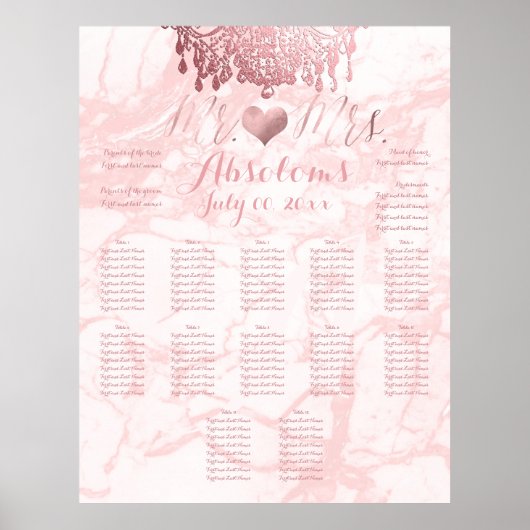 PixDezines Rose Gold Kronleuchter/Herz/Marmor Poster (Vorne)