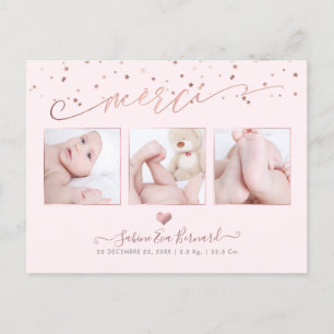 PixDezines Rose Gold les Étoiles Remerciements Postkarte