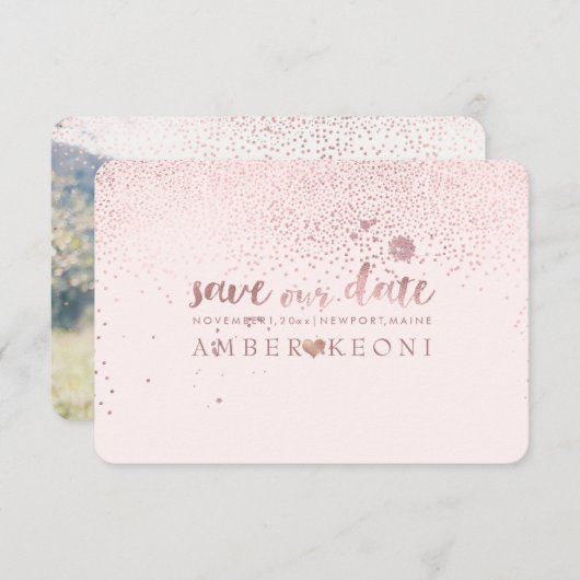 PixDezines-Rose Gold/Rett-Datum/DIY-Farbe Save The Date (Vorne/Hinten)
