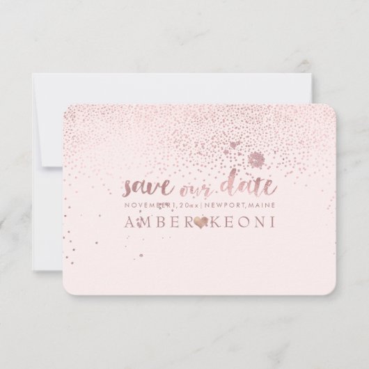 PixDezines-Rose Gold/Rett-Datum/DIY-Farbe Save The Date (Vorderseite)