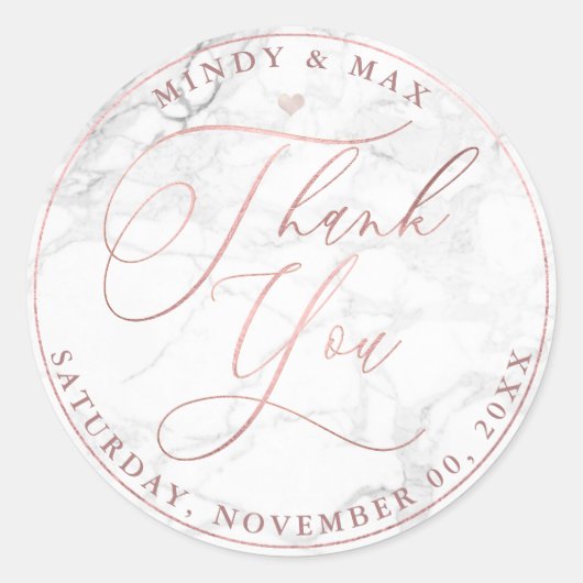 PixDezines ROSE GOLD ROMANTIC SCRIPT DANK Runder Aufkleber (Vorderseite)
