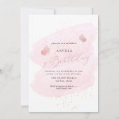 PixDezines Rose Gold Rosa Schmetterlinge Wasserfar Einladung (Rückseite)