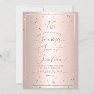 PixDezines Rose Gold Sterne Sweet Sixteen Einladung