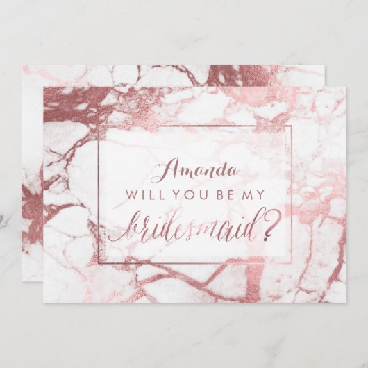 PixDezines Rose Gold werden Sie meine Bridesmaid s Einladung (Vorne/Hinten)