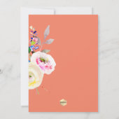 PixDezines Rose in Pastellfarben, Gelb+Koralle Einladung (Rückseite)