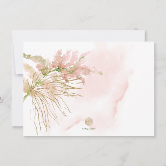 PixDezines Rose Pampas Imitats Gold Fan Palms Save The Date (Rückseite)