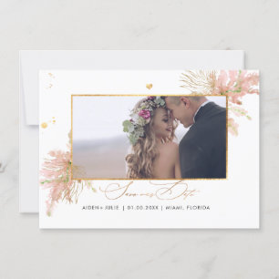 PixDezines Rose Pampas Imitats Gold Fan Palms Save The Date