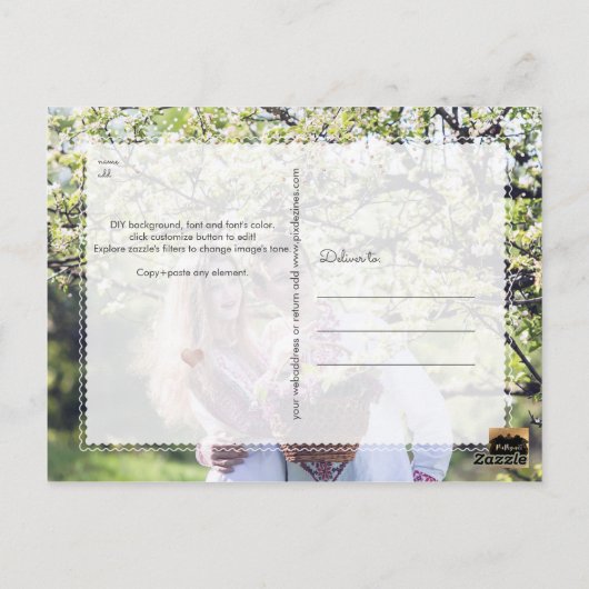 PixDezines Rose Quarz Rett Datum/Blush Confetti Postkarte (Rückseite)