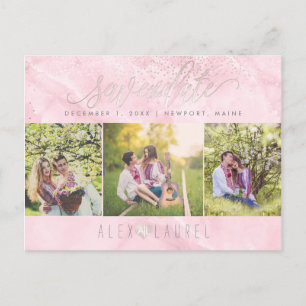 PixDezines Rose Quarz Rett Datum/Blush Confetti Postkarte