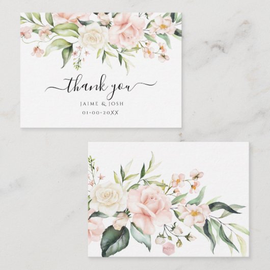 PixDezines Rose Wasserfarbenblush Creme Mitteilungskarte (Vorne/Hinten)