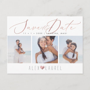 PixDezines Roségold elegante Kalligrafie Termin sp Postkarte