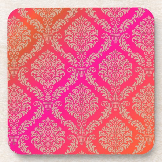 PixDezines Rosette Damask/DIY Hintergrundfarbe Getränkeuntersetzer (Vorderseite)