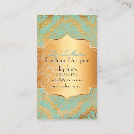 PixDezines-Rosette-Damast/Imitat-Pergament Visitenkarte (Rückseite)