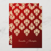 PixDezines Rossellini Damask, Elfenbeinküste + Rot Einladung (Vorne/Hinten)