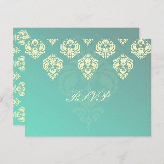 PixDezines Rossellini Damask RSVPs für 12x18 lädt RSVP Karte (Vorne/Hinten)