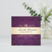 PixDezines Rossi Damask, Champagne+plum Einladung (Stehend Vorderseite)