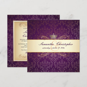 PixDezines Rossi Damask, Champagner+Pflaume Einladung
