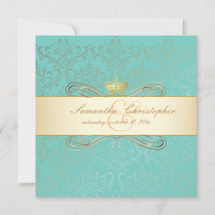 PixDezines Rossi Damask/DIY Hintergrundfarbe, Aqua Einladung