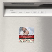 PixDezines Rossi Damask, Foto Rett Datum Magnet (In Situ (Geschirrspüler))