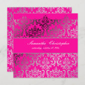 PixDezines Rossi Damask, Hot Pink Einladung (Vorne/Hinten)