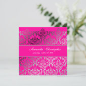 PixDezines Rossi Damask, Hot Pink Einladung (Stehend Vorderseite)