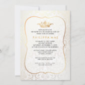 PixDezines Rossi Damask/Imitate Goldkrone Einladung (Rückseite)