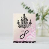 PixDezines Rossi Damask+Khandelier Tischkarten Postkarte (Stehend Vorderseite)