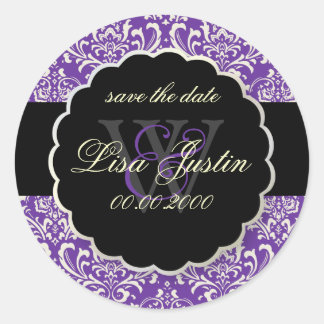 PixDezines Rossi Damask/Lila Runder Aufkleber