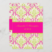PixDezines Rossi, Damask / Limon+Fuschia Einladung (Vorne/Hinten)