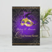 PixDezines Rossi Damask/Masquerade/DIY/Lila Einladung (Stehend Vorderseite)