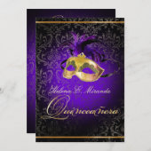 PixDezines Rossi Damask/Masquerade/DIY/Lila Einladung (Vorne/Hinten)