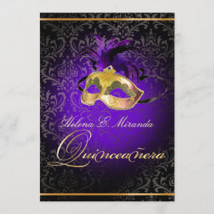 PixDezines Rossi Damask/Masquerade/DIY/Lila Einladung