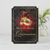 PixDezines Rossi Damask/Masquerade/DIY/Rubin Einladung (Stehend Vorderseite)