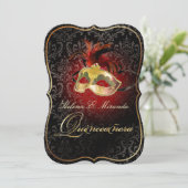 PixDezines Rossi Damask/Masquerade/DIY/Ruby Einladung (Stehend Vorderseite)