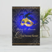 PixDezines Rossi Damask/Masquerade/DIY/saphire Einladung (Stehend Vorderseite)